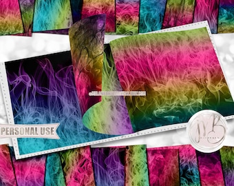 Rainbow Flames Scrapbook Paper Download • Unique Realistic Flaming Fire Colorful Flame Design • Printable Paper Crafts 20 12x12 JPG & PDF