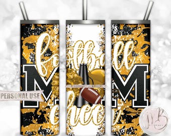 Athletic Gold Mom of Both Football and Cheer 20oz Skinny Tumbler Wrap Sublimation Design • Camouflage Mom Gift • DIY Print and Press