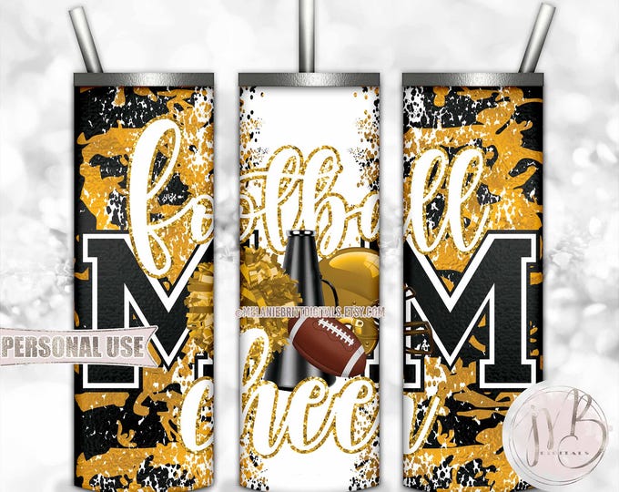 Athletic Gold Mom of Both Football and Cheer 20oz Skinny Tumbler Wrap Sublimation Design • Camouflage Mom Gift • DIY Print and Press