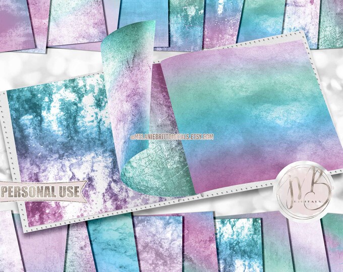 Iridescent Grunge Scrapbook Paper Download • Distressed Vintage Antiqued • DIY Scrapbooking Printable 20 12x12 JPG & PDF