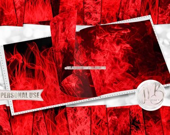Red Flames Scrapbook Paper Download • Unique Realistic Flaming Fire Colorful Flame Design • Printable Paper Crafts 20 12x12 JPG & PDF
