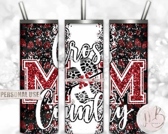 Red Cross Country XC Mom 20oz Skinny Tumbler Wrap Sublimation Download • Terrain Endurance Running XC Gift for Mom • DIY Print and Press
