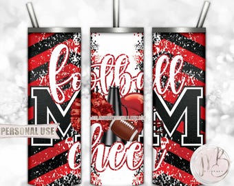 Red Mom of Both Football and Cheer 20oz Skinny Tumbler Wrap Sublimation Design • Chevron Mom Gift • DIY Print and Press