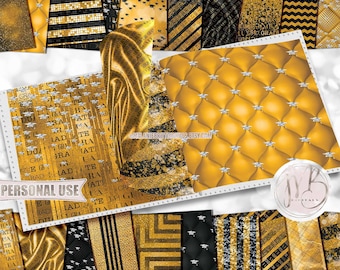 Athletic Gold Luxury Graduation Scrapbook Paper Design • Luxurious Diamond Mortarboards • DIY Printable Paper Crafts 20 12x12 JPG & PDF