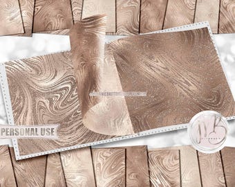 Buff Beige and Champagne Swirls Scrapbook Paper Download • Glitter and Foil Swirling Paint Design • Printable Paper Crafts 20 12x12 JPG PDF