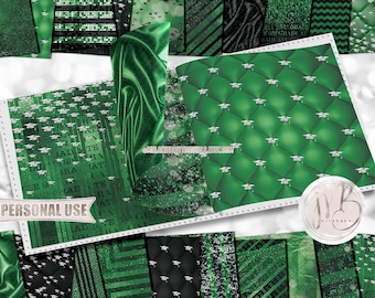 Green Luxury Graduation Scrapbook Paper Download • Luxurious Diamond Mortarboards • Printable Paper Crafts 20 12x12 JPG & PDF