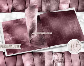Mauve Polished Grunge Scrapbook Paper Download • Shimmering Vintage Antiqued Distressed Design • Printable Paper Crafts 20 12x12 JPG & PDF