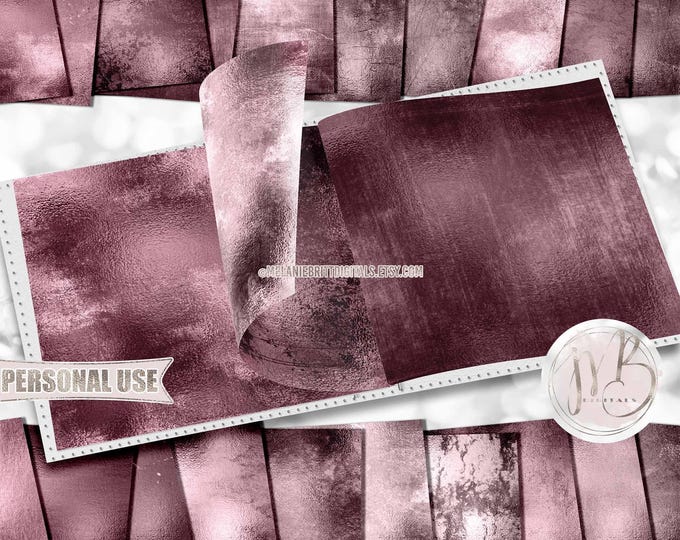 Mauve Polished Grunge Scrapbook Paper Download • Shimmering Vintage Antiqued Distressed • DIY Scrapbooking Printable 20 12x12 JPG & PDF
