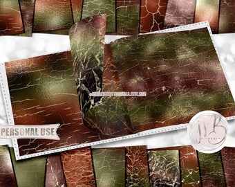 Shattered Earth Tones Scrapbook Paper Download • Gold Crackle Shimmering Foil Design • DIY Printable Paper Crafts 20 12x12 JPG & PDF