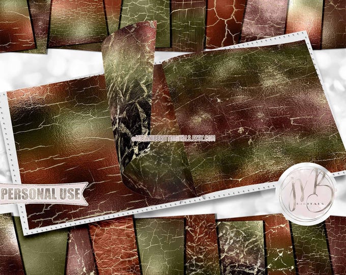 Shattered Earth Tones Scrapbook Paper Download • Gold Crackle Shimmering Foil Design • DIY Printable Paper Crafts 20 12x12 JPG & PDF