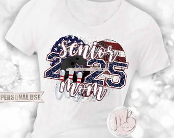 Patriotic Bowling 2025 Senior Mom Heart T-Shirt Sublimation Design • Senior Night Tee for Mom American USA Flag • DIY Print and Press