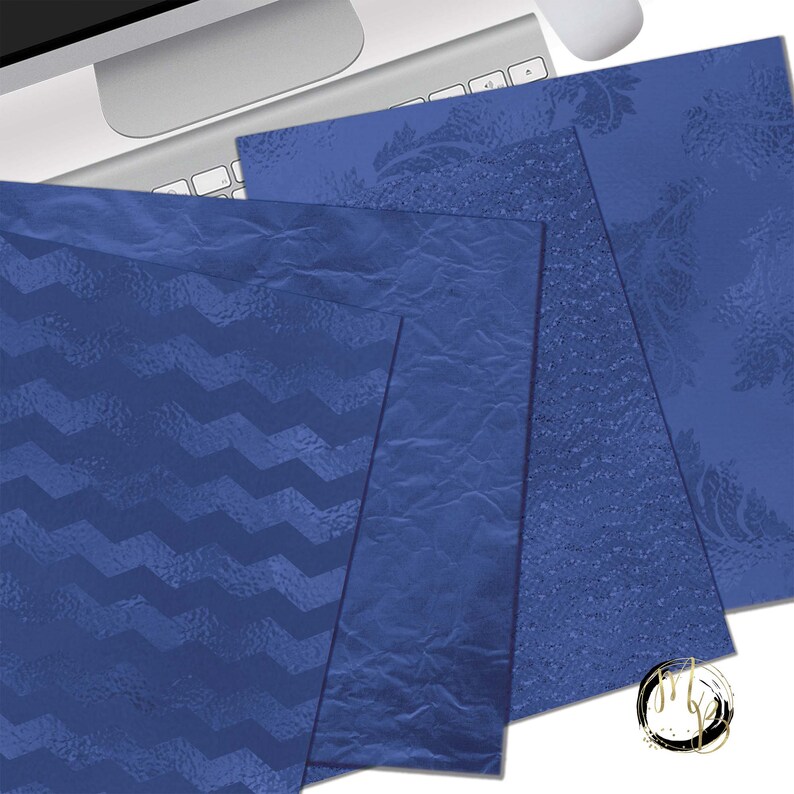 Luxury Royal Blue Metallic Digital Paper shiny foil metallic Etsy