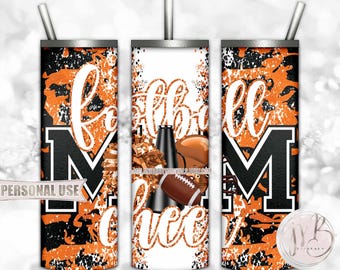Orange Mom of Both Football and Cheer 20oz Skinny Tumbler Wrap Sublimation Design • Camouflage Mom Gift • DIY Print and Press