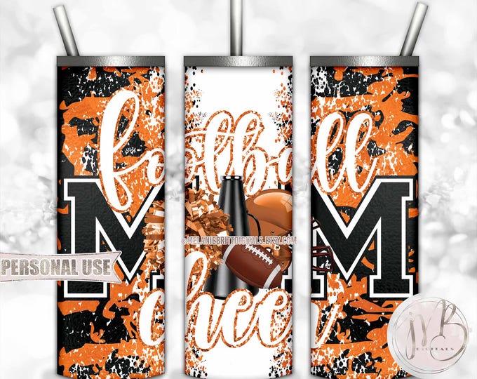 Orange Mom of Both Football and Cheer 20oz Skinny Tumbler Wrap Sublimation Design • Camouflage Mom Gift • DIY Print and Press