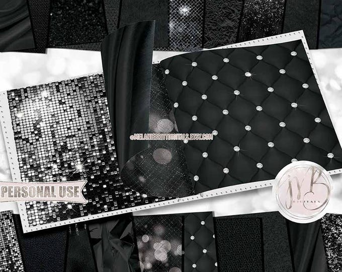 Black Luxury Scrapbook Paper Download • Luxurious Glitter and Foil • Scrapbooking Printable