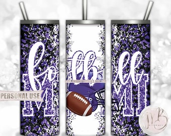 Old Purple Football Mimi 20oz Skinny Tumbler Wrap Sublimation Design • Football Helmet Leopard Print Sports Mimi Gift • DIY Print and Press