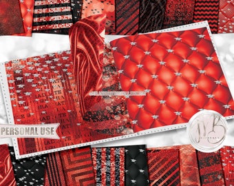 Red Luxury Graduation Scrapbook Paper Download • Luxurious Diamond Mortarboards • DIY Printable Paper Crafts 20 12x12 JPG & PDF