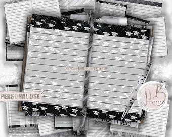 Silver Luxury Graduation Junk Journal Page Download • Luxurious Diamond Mortarboards Graduate Memorabilia • Journaling Printable