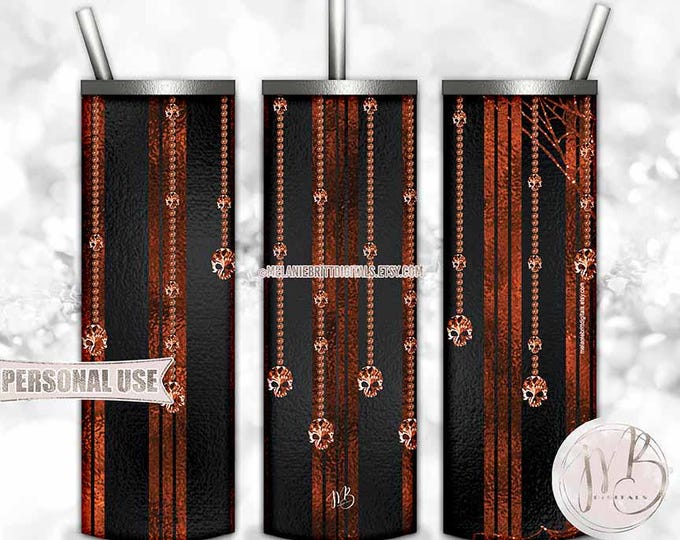 Dark Orange Luxury Gothic Tumbler Wrap Download • Halloween Party Tumbler Gift • Sublimation Print and Press #20