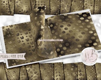 Olive Green Autumn Embossed Scrapbook Paper Download • Squirrels Pumpkins Shimmering Foil Design • Printable Paper Crafts 20 12x12 JPG & PDF