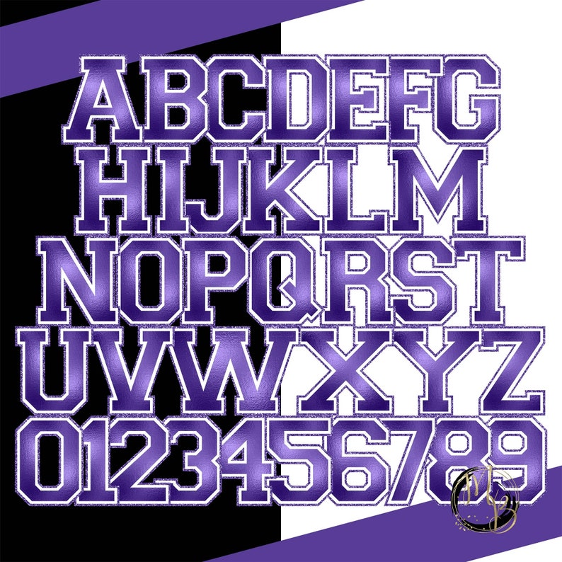 Purple Varsity Alphabet Clipart Digital Download for - Etsy