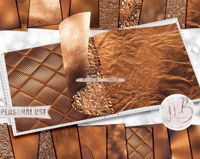 Caramel Brown Opulent Scrapbook Paper Design Download • Unique Metallic Shimmering Foils • DIY Printable Paper Crafts 20 12x12 JPG & PDF