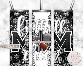 Silver Mom of Both Football and Cheer 20oz Skinny Tumbler Wrap Sublimation Design • Paw Prints Mom Gift • DIY Print and Press