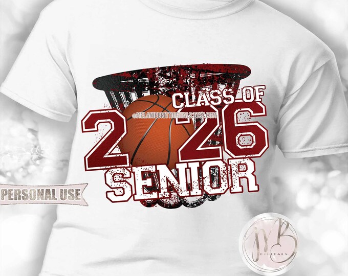 Maroon Boy Basketball Senior 2026 Hoop T-Shirt Download • Varsity Sports Grad Gift • Sublimation Print and Press