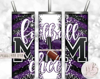 Purple Mom of Both Football and Cheer 20oz Skinny Tumbler Wrap Sublimation Design • Chevron Mom Gift • DIY Print and Press