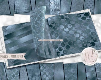 Smoke Blue Glam Scrapbook Paper Download • Sparkling Glitter and Shimmering Foil Design • DIY Printable Paper Crafts 20 12x12 JPG & PDF