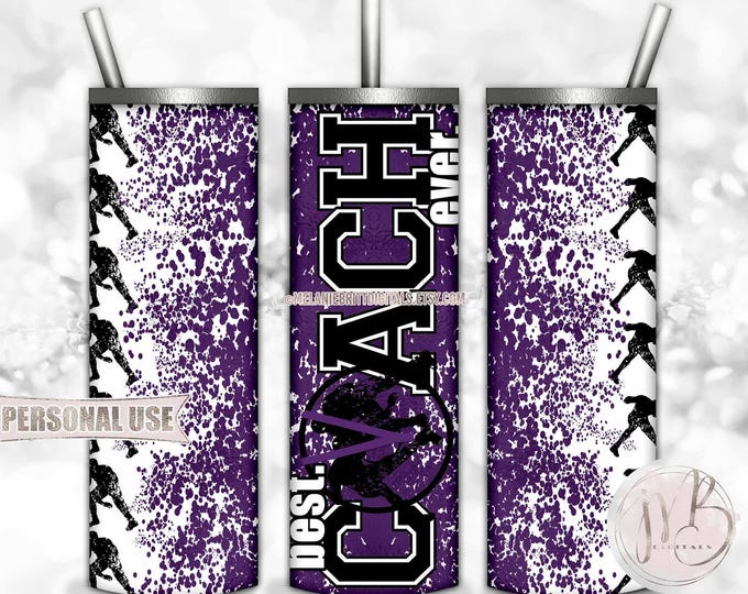 Purple Boy Wrestling Coach 20oz Skinny Tumbler Wrap Sublimation Design Download • Lanyard Whistle "Best Coach Ever" Gift • DIY Print & Press