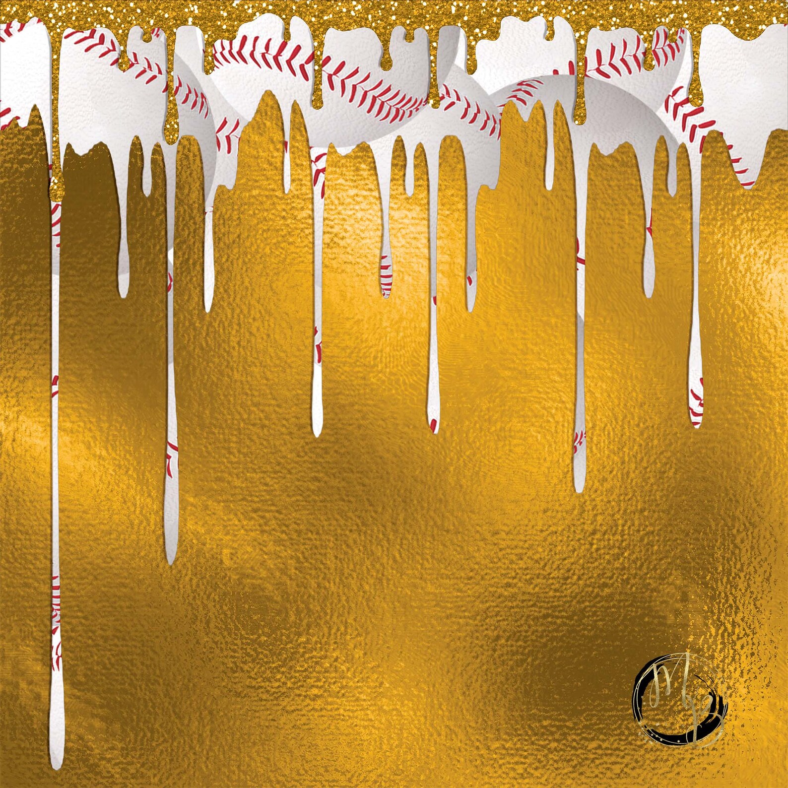 Athletic Gold Baseball Dripping Paint Digital Paper Download Etsy