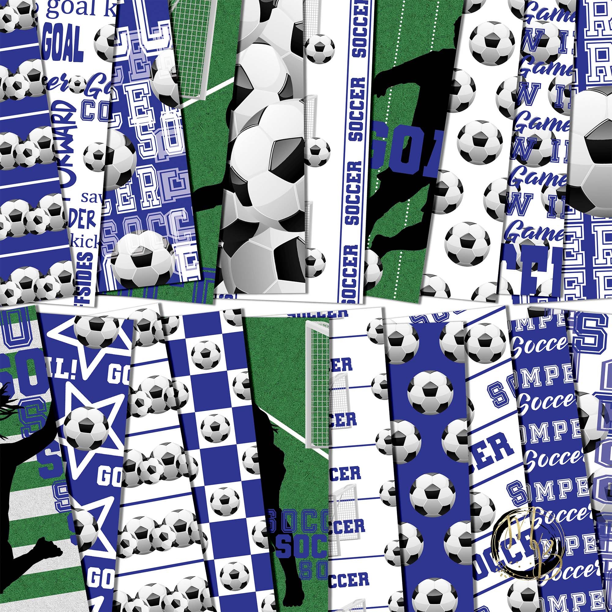 Soccer Digital Paper Download Blue School Colors Soccer - Etsy