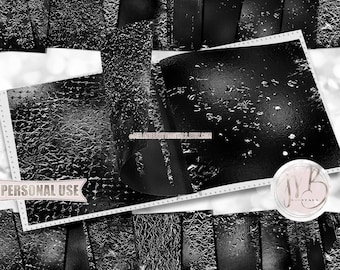 Black Metallic Flakes Scrapbook Paper Download • Shimmering Foil Flakes Crumpled Design • DIY Printable Paper Crafts 20 12x12 JPG & PDF