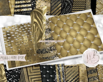Old Gold Luxury Graduation Scrapbook Paper Download • Luxurious Diamond Mortarboards • DIY Printable Paper Crafts 20 12x12 JPG & PDF