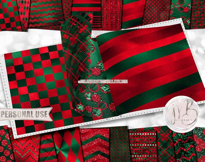 Christmas Opulent Patterned Scrapbook Paper Download • Unique Metallic Shimmering Foil • Scrapbooking Printable