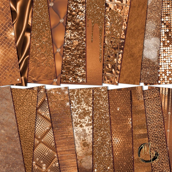 Luxury Scrapbook Paper Download • Caramel Brown Tones Glitter Foil Diamonds Silk Luxurious Design • Printable Paper Crafts 20 12x12 JPG