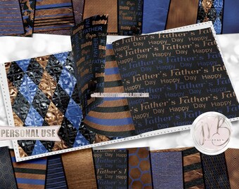Father's Day Metallic Scrapbook Paper Download • Masculine Shimmering Metallic Foil Design • DIY Printable Paper Crafts 20 12x12 JPG & PDF