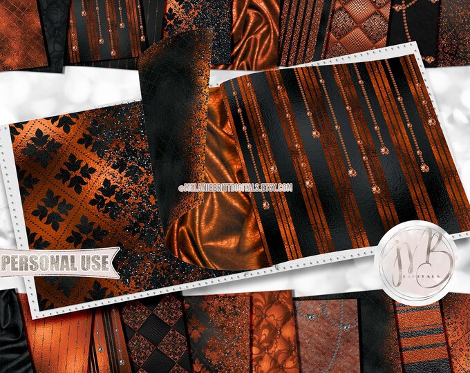 Halloween Classy Scrapbook Paper Download • Sophisticated Design Diamonds Glitter Foil • Printable Paper Crafts 20 12x12 JPG & PDF