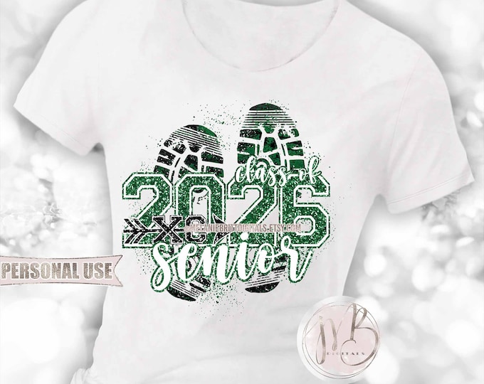 Cross Country XC Senior 2026 T-Shirt Sublimation Download • Terrain Endurance Running Green and Black Glitter • DIY Print and Press