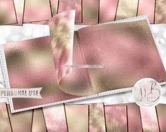 Pink Champagne Shimmer Scrapbook Paper Download • Ombre Shimmering Foil Design • DIY Printable Paper Crafts 20 12x12 JPG & PDF