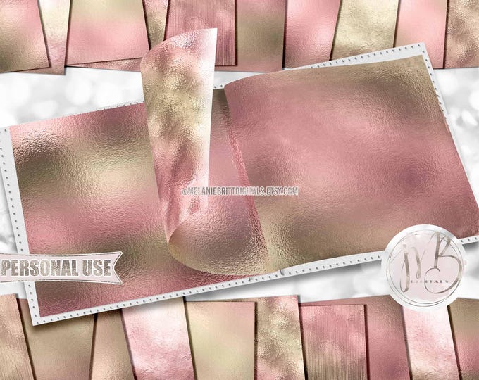 Pink Champagne Shimmer Scrapbook Paper Download • Ombre Shimmering Foil Design • DIY Printable Paper Crafts 20 12x12 JPG & PDF