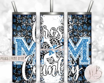 Baby Blue Cross Country XC Mom 20oz Skinny Tumbler Wrap Sublimation Download • Terrain Endurance Running XC Gift for Mom • DIY Print & Press