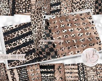 Leopard Scrapbook Paper Download • Beige and Champagne Leopard Print Patterned Paper Glitter Foil • Printable Paper Crafts 12x12 JPG & PDF