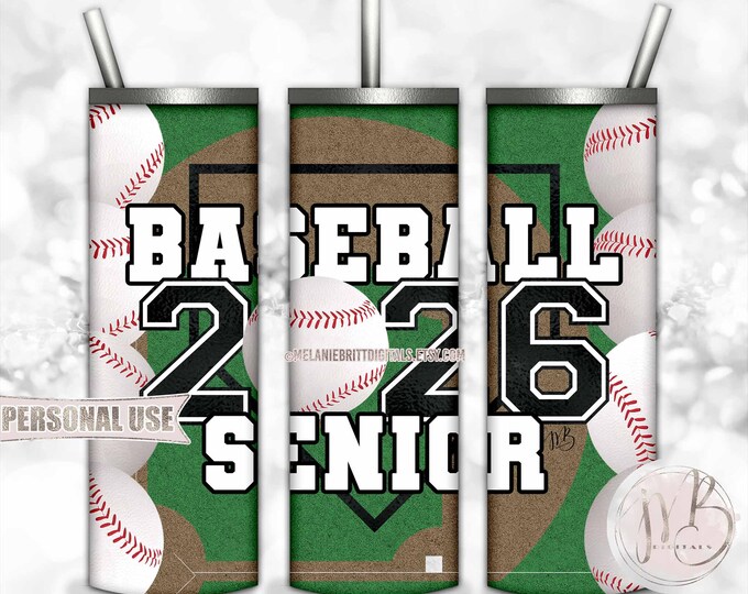 Black Baseball Senior 2026 Tumbler Wrap Download • Senior Night Baseball Graduate Gift • Sublimation Print and Press