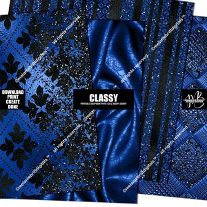 Cobalt Blue and Black Classy Scrapbook Paper Download Sophisticated ...