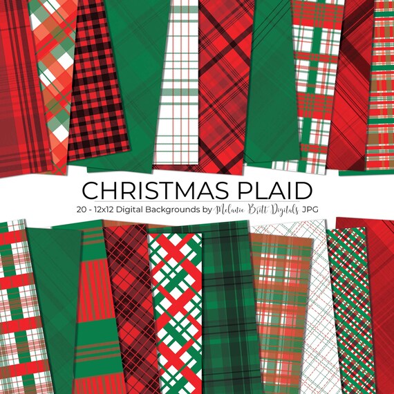 traditional christmas backdrop Merry Little Christmas plaid digital papers buffalo plaid backgrounds 300dpi 12  winter seamless patterns