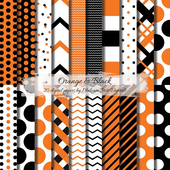 Orange Black Halloween Digital Paper Pattern Etsy