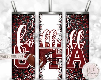 Maroon Football Grandpa 20oz Skinny Tumbler Wrap Sublimation Design • Football Helmet Leopard Print Gpa Gift • DIY Print and Press