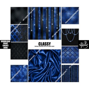 Cobalt Blue and Black Classy Scrapbook Paper Download Sophisticated ...